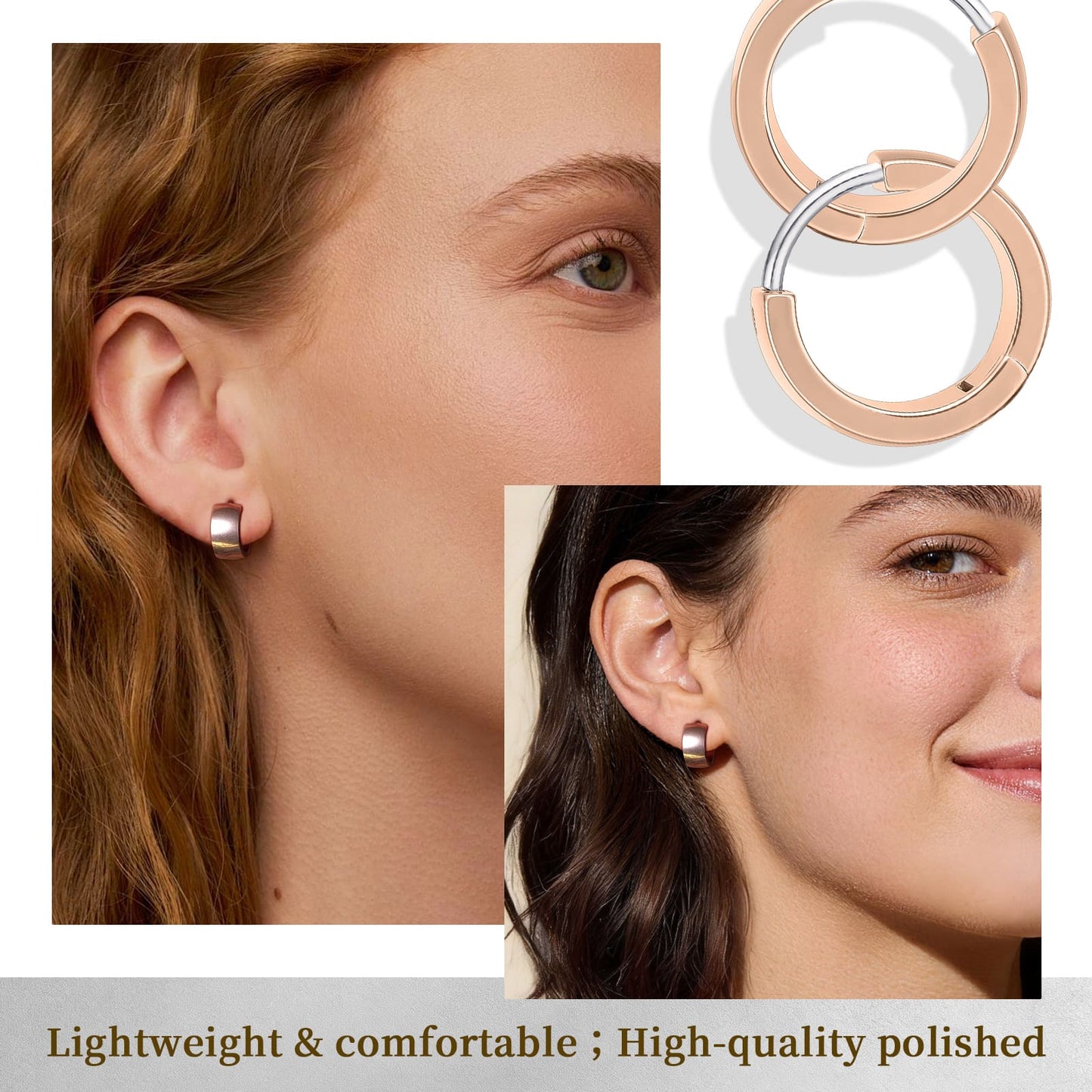 Orecchini cerchio spessi in titanio F136 grado impiantabile ipoallergenico Limerencia, orecchini huggie larghi e corposi G23 da donna per orecchie sensibili (colore oro)