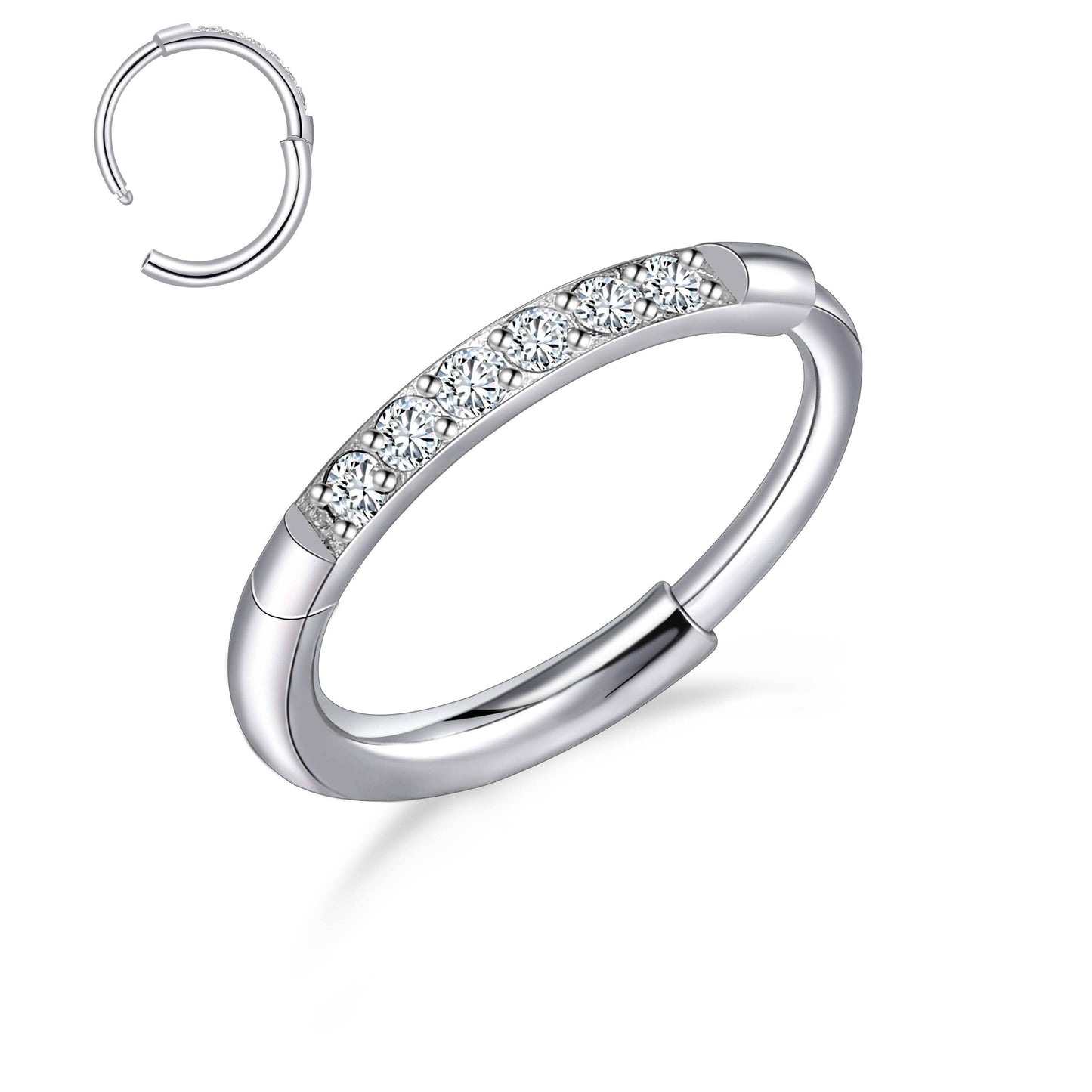 Aro nasal de titanio G23 Limerencia, aro nasal con circonita 8 mm / 10 mm | Arete de cartílago, anillo de septo, piercing para tragus, concha, hélice, daith y labio, joyería para mujer y hombre