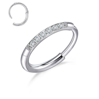 Aro nasal de titanio G23 Limerencia, aro nasal con circonita 8 mm / 10 mm | Arete de cartílago, anillo de septo, piercing para tragus, concha, hélice, daith y labio, joyería para mujer y hombre