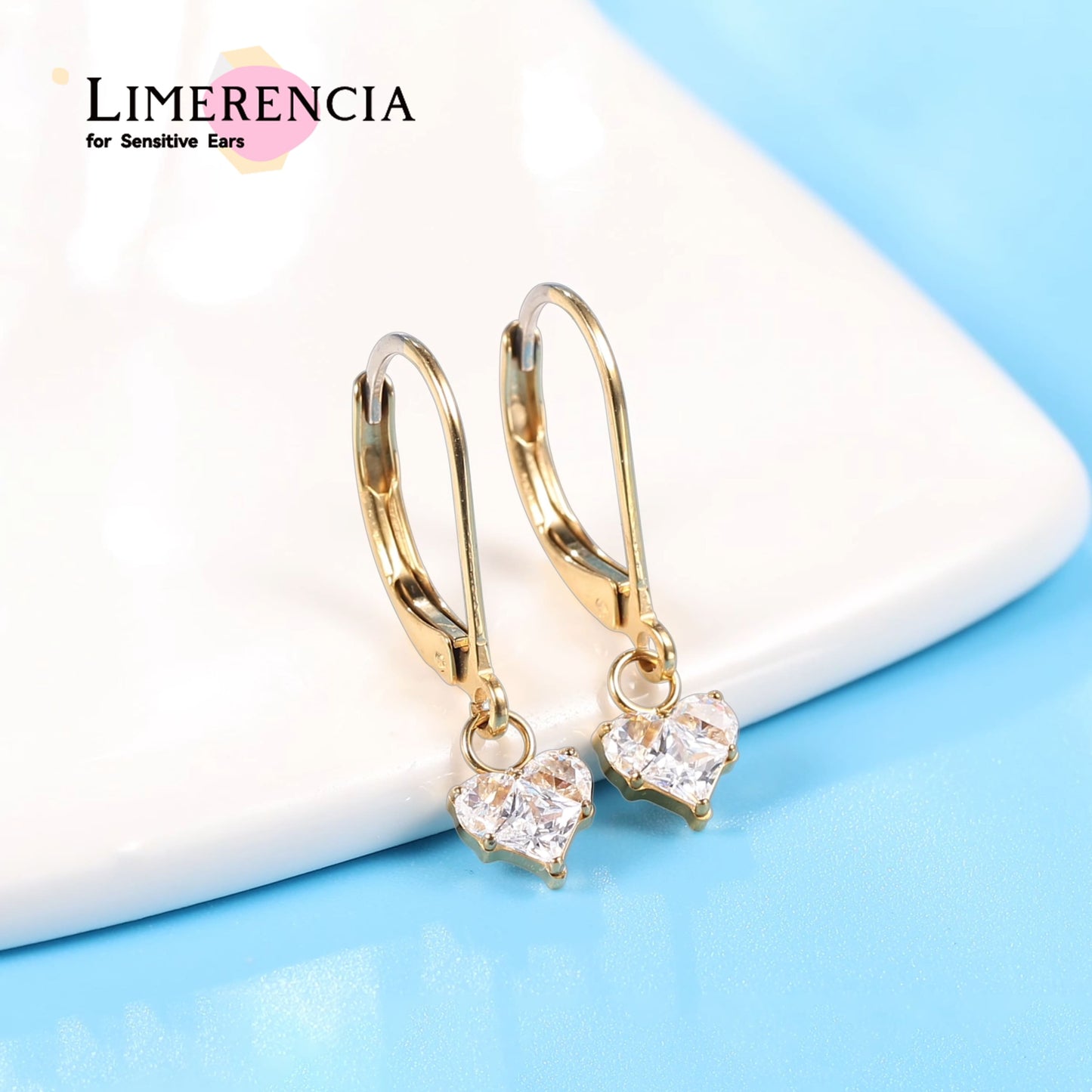 Boucles d’oreilles Limerencia à fermoir levier en titane G23, boucles pendantes goutte pour femme, boucles mode en titane F136, bijou hypoallergénique cadeau – motif cœur
