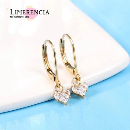 Boucles d’oreilles Limerencia à fermoir levier en titane G23, boucles pendantes goutte pour femme, boucles mode en titane F136, bijou hypoallergénique cadeau – motif cœur