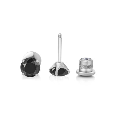 Limerencia Titan Hypoallergene Ohrstecker G23 für Damen 5A Zirkonia Helix Schraubverschluss Implantat-Grade F136 Piercing Ohrringe für empfindliche Ohren (Schwarz)