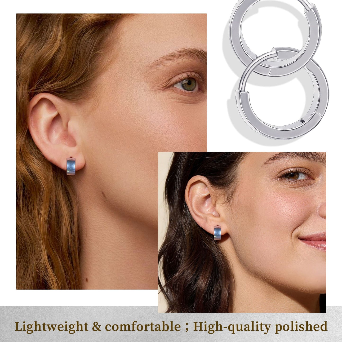 Orecchini cerchio spessi in titanio F136 grado impiantabile ipoallergenico Limerencia, orecchini huggie larghi e corposi G23 da donna per orecchie sensibili (colore oro)
