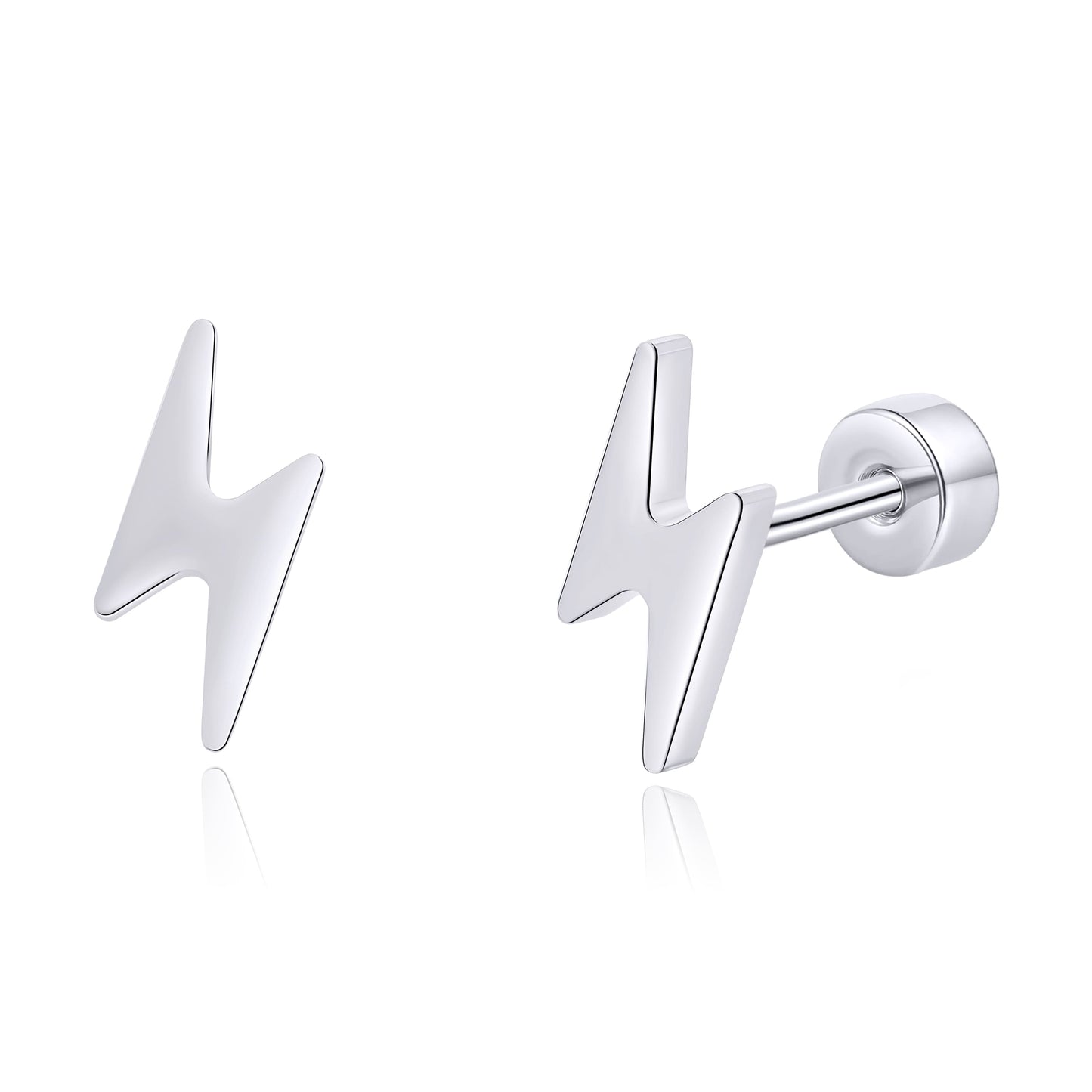 Limerencia Titanium Women Flatback Earrings,Lightning Bolt Stud Earrings|Cute and Fashionable Earrings Suitable for Both Men and Women,Suitable for Sensitive Ears