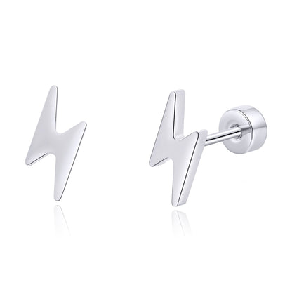 Limerencia Titanium Women Flatback Earrings,Lightning Bolt Stud Earrings|Cute and Fashionable Earrings Suitable for Both Men and Women,Suitable for Sensitive Ears