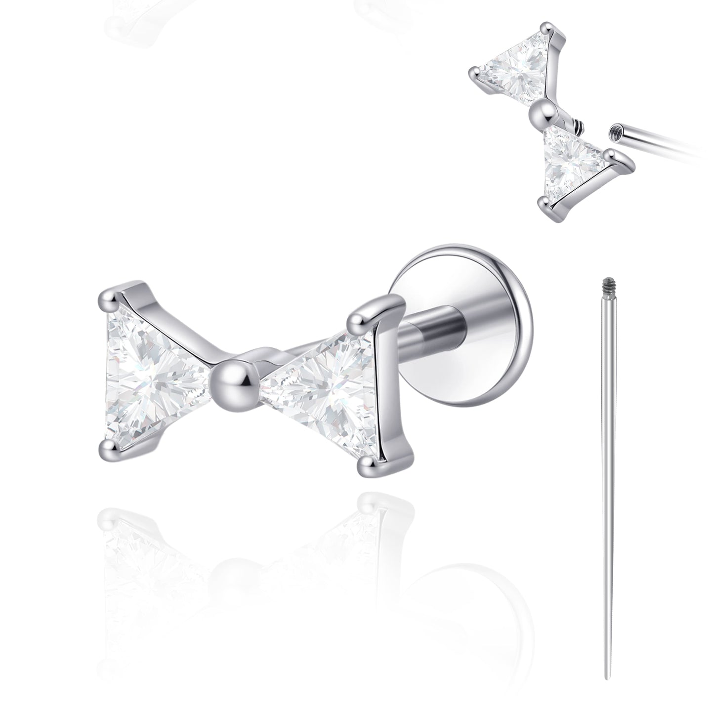 Limerencia 18G Titan Piercing-Schmuck, Innengewinde-Flachrücken-Ohrstecker für Tragus, Helix, Ohrmuschel und Medusa, Knorpelohrring für Damen und Herren, 1 Stück / Schleifenform