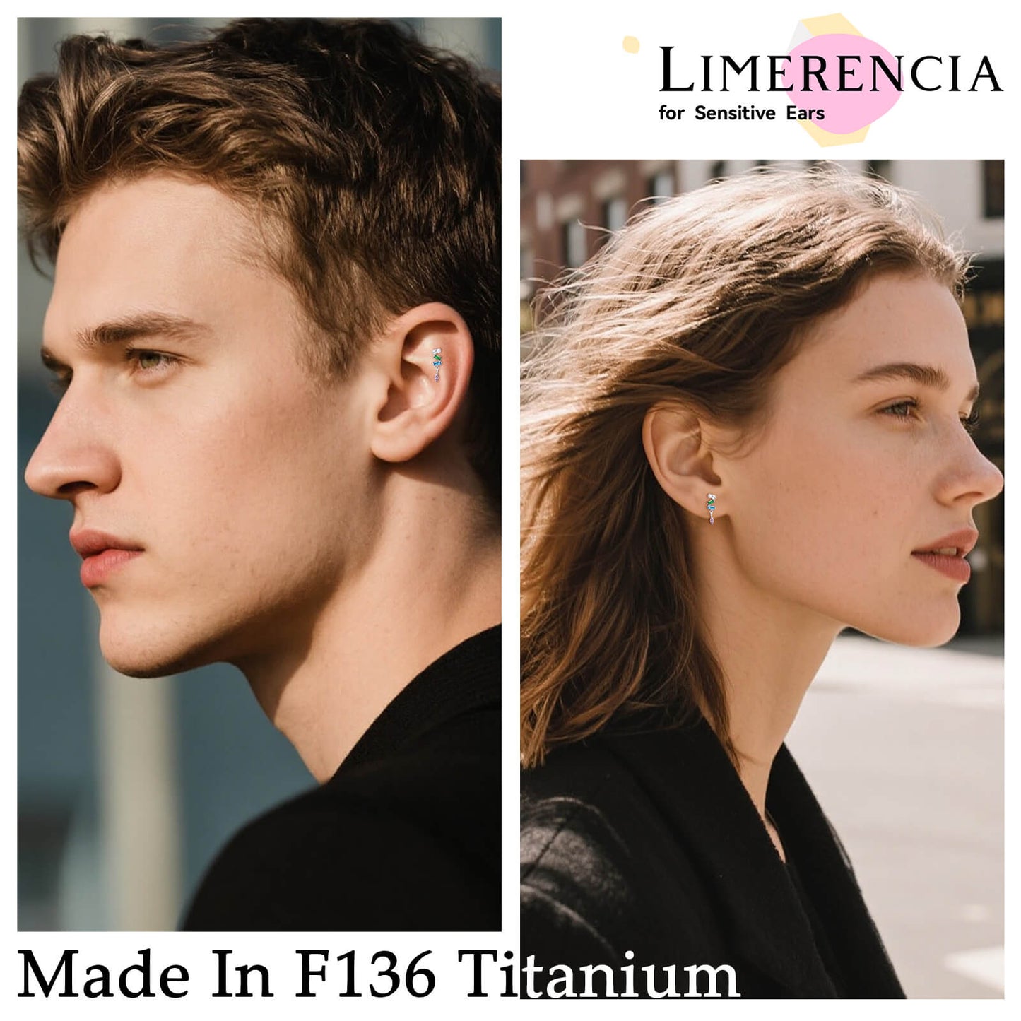 Limerencia Titanium Screw Back Earrings, Hypoallergenic F136 Implant Grade Flat Back Earrings for Women Men, Double Side Cubic Zirconia Sleeper Studs Jewelry/3 Dangle