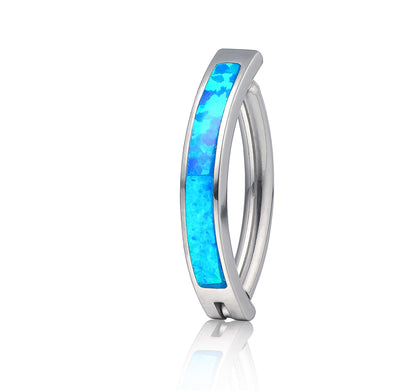 limerencia 14G G23 Anillo para ombligo de titanio con circonita cúbica en forma de lágrima pequeña 10mm Joyería para piercing de ombligo con rosca interna (10mm, Aro curvo ópalo azul)