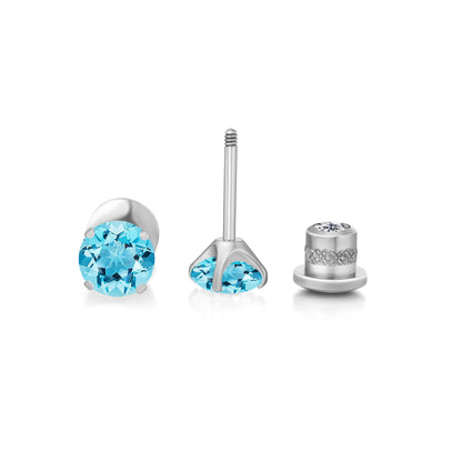 Limerencia Titan Hypoallergene Ohrstecker G23 für Frauen 5A Zirkonia Helix Schraubverschluss Implantat-Qualität F136 Piercing Ohrringe für empfindliche Ohren (Aquamarin)