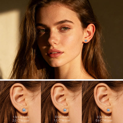 Pendientes de moissanita, pendientes de titanio hipoalergénico G23 para mujer y hombre, corte redondo color D pureza VVS1, joya de moissanita multicolor bañada en oro blanco 18K, 0,6CT-3,0CT