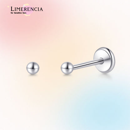 Orecchino titanio base piatta senza filetto Limerencia calibro 20G, piercing a pressione per cartilagine, trago, labret, labbro, medusa e conca, ipoallergenico unisex / testa sfera