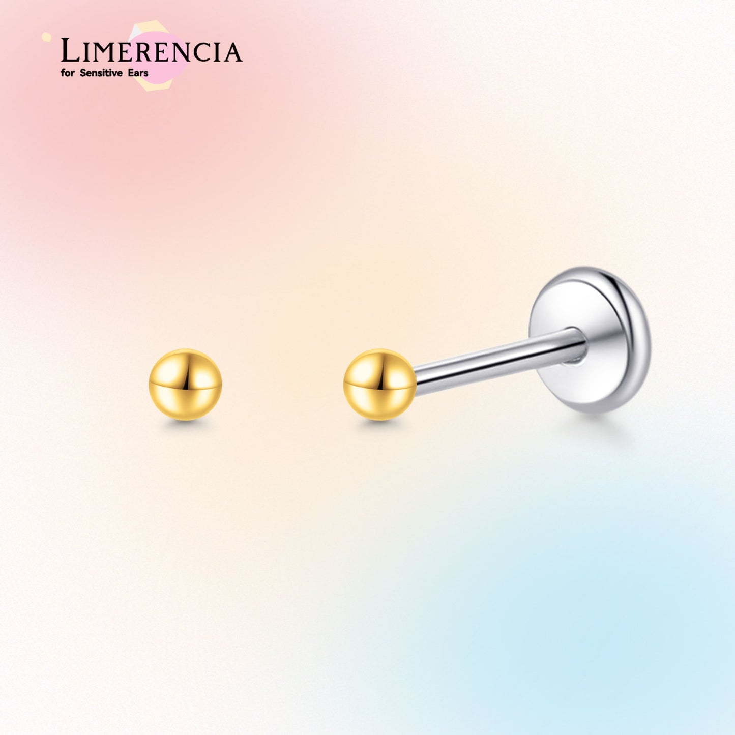 Orecchino titanio base piatta senza filetto Limerencia calibro 20G, piercing a pressione per cartilagine, trago, labret, labbro, medusa e conca, ipoallergenico unisex / testa sfera