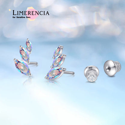 Limerencia Pendientes Hipoalergénicos de Titanio Grado Implante G23 con Cierre de Rosca Tragus 20G Hélice F136 Poste de Piercing para Orejas Sensibles Cartílago (hoja)