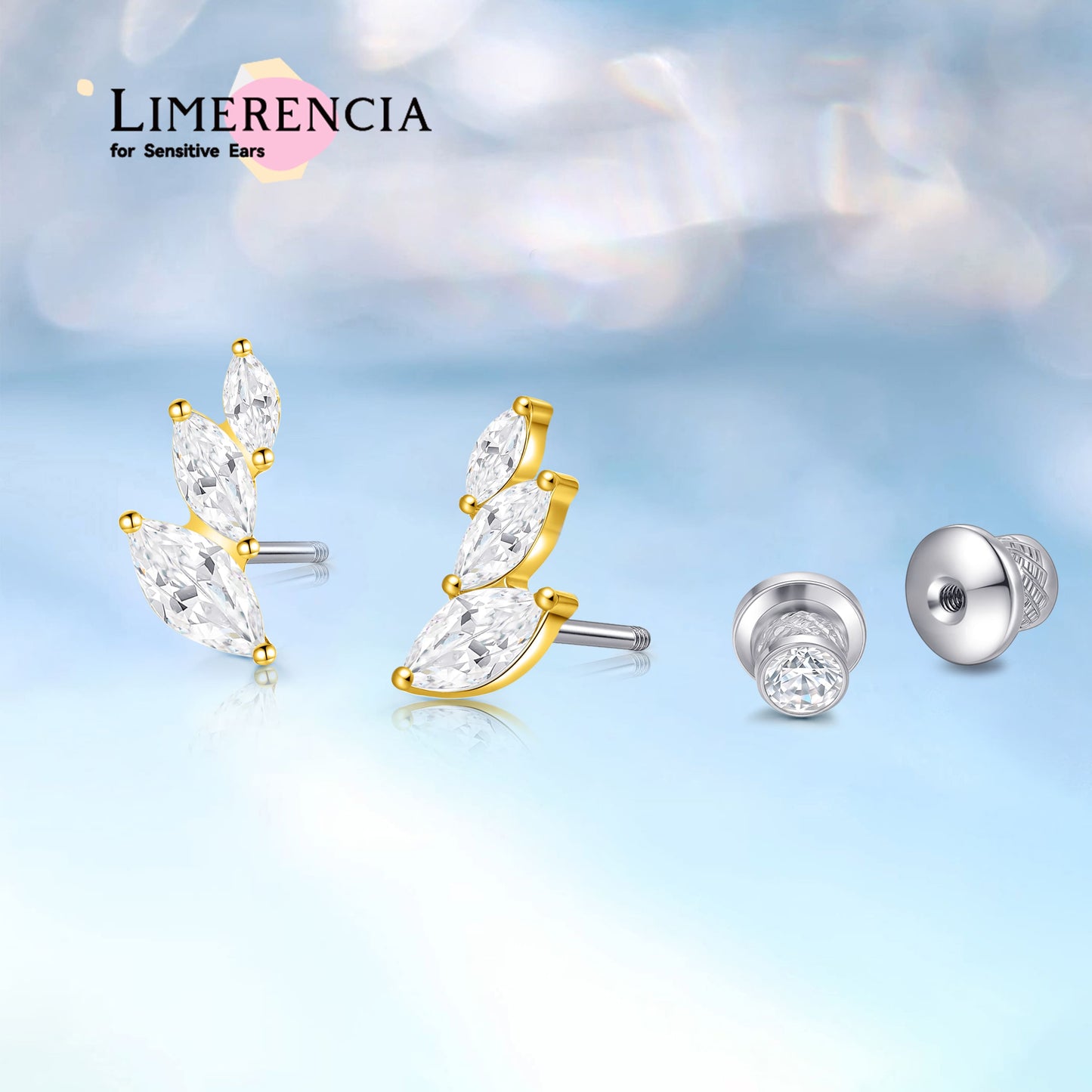 Limerencia Pendientes Hipoalergénicos de Titanio Grado Implante G23 con Cierre de Rosca Tragus 20G Hélice F136 Poste de Piercing para Orejas Sensibles Cartílago (hoja)