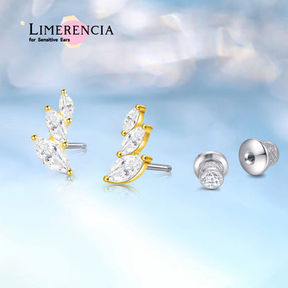 Limerencia Pendientes Hipoalergénicos de Titanio Grado Implante G23 con Cierre de Rosca Tragus 20G Hélice F136 Poste de Piercing para Orejas Sensibles Cartílago (hoja)