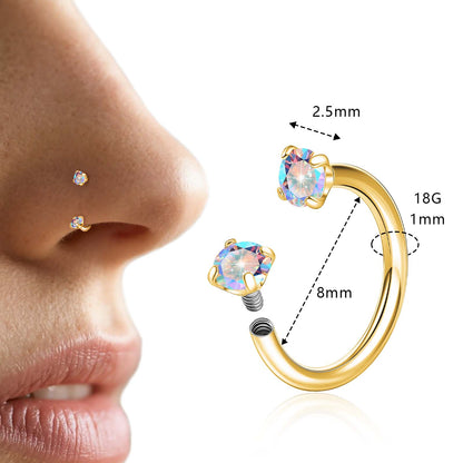 Anneaux de nez en fer à cheval Limerencia - Anneau de nez en titane avec zirconium 18G, demi-cercle pour femmes et hommes, anneaux pour septum, lèvre, cartilage, hélix, tragus et daith, bijoux de piercing