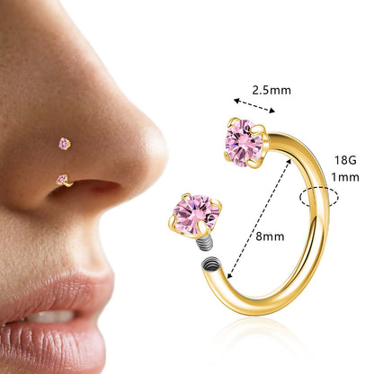 Anneaux de nez en fer à cheval Limerencia - Anneau de nez en titane avec zirconium 18G, demi-cercle pour femmes et hommes, anneaux pour septum, lèvre, cartilage, hélix, tragus et daith, bijoux de piercing
