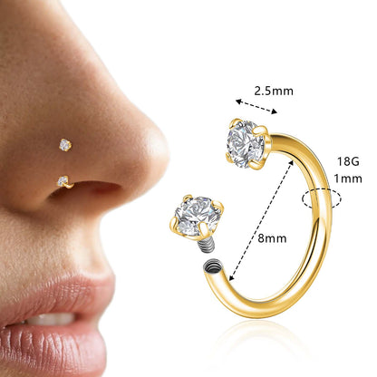 Anneaux de nez en fer à cheval Limerencia - Anneau de nez en titane avec zirconium 18G, demi-cercle pour femmes et hommes, anneaux pour septum, lèvre, cartilage, hélix, tragus et daith, bijoux de piercing