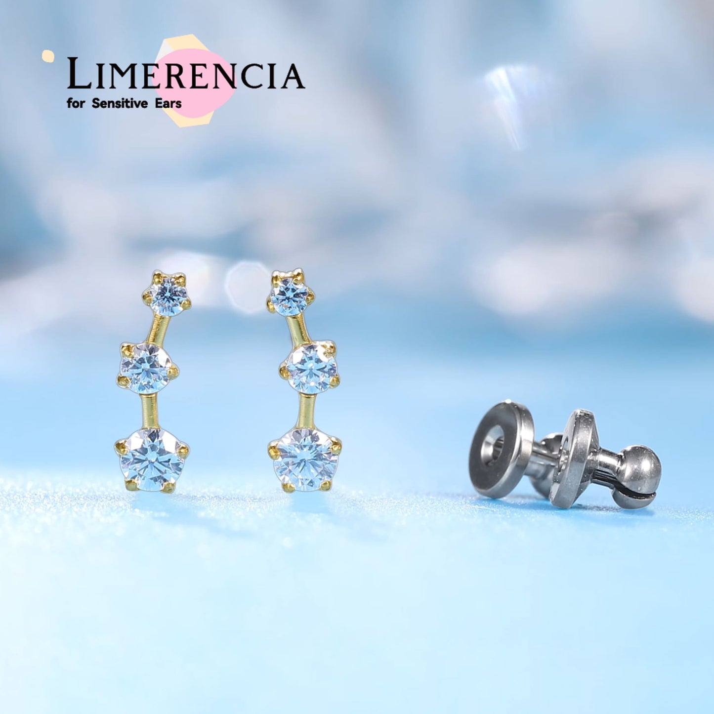 Limerencia F136 Pure Titanium Hypoallergenic Implant Grade Studs, G23 Small Dainty Cubic Zirconia Earrings for Women's Sensitive Ears(Climber Crawler)