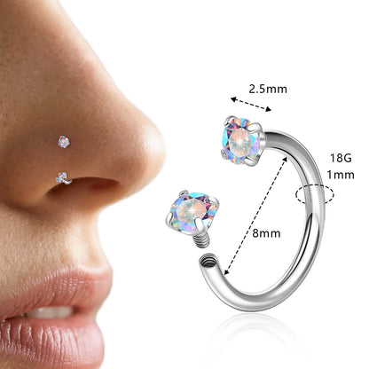 Anneaux de nez en fer à cheval Limerencia - Anneau de nez en titane avec zirconium 18G, demi-cercle pour femmes et hommes, anneaux pour septum, lèvre, cartilage, hélix, tragus et daith, bijoux de piercing