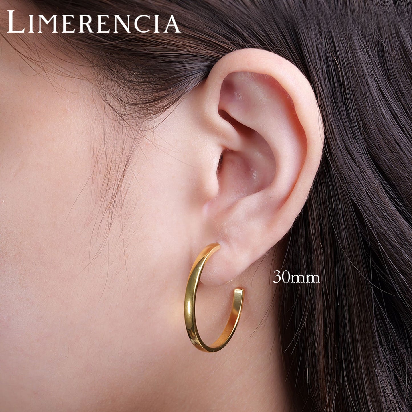 Limerencia Hypoallergenic G23 Pure Titanium Post Thin Square Edge Open Hoop | F136 Imlant Grade Womens Dainty Hoop Earrings | Lightweight for Sensitive Ears (8 mm, Gold)