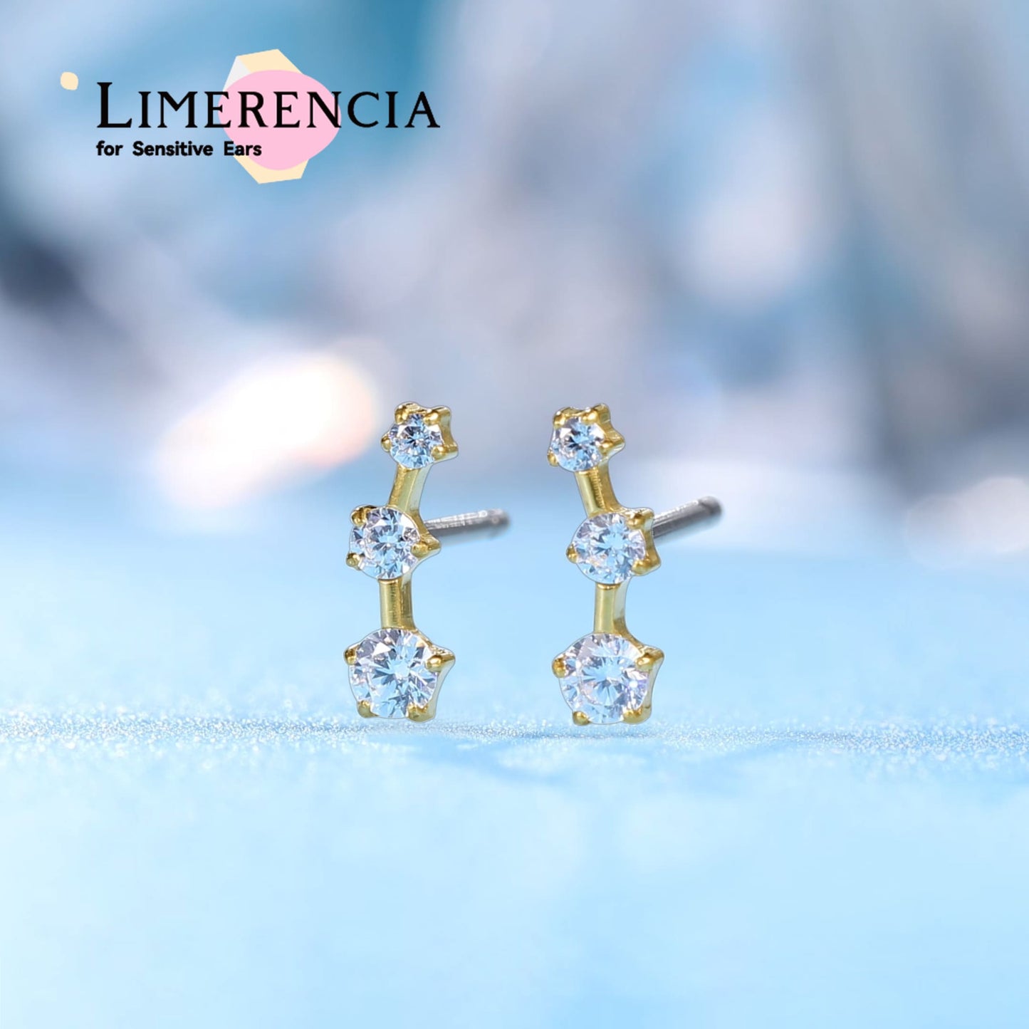 Limerencia F136 Pure Titanium Hypoallergenic Implant Grade Studs, G23 Small Dainty Cubic Zirconia Earrings for Women's Sensitive Ears(Climber Crawler)