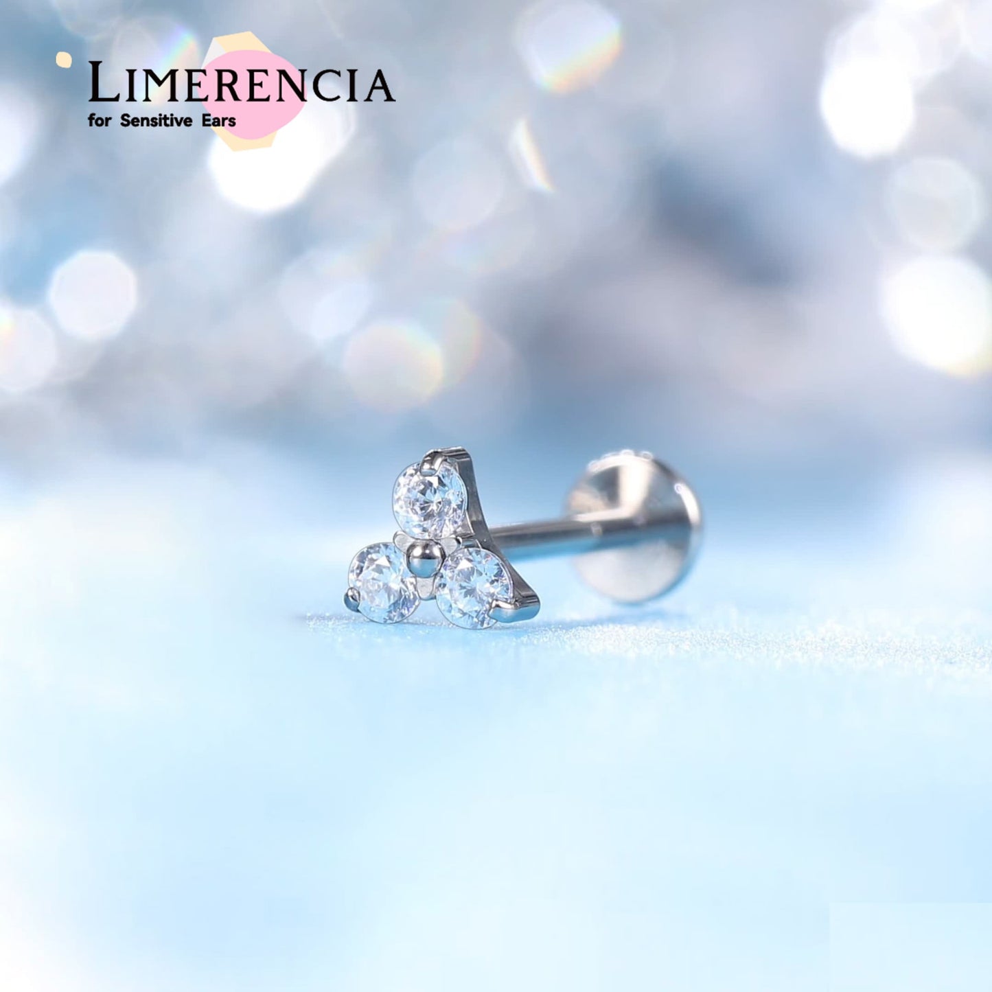 limerencia Titanium Hypoallergenic Piercing Jewelry - 18G 6mm 8mm 10mm For Tragus,Helix,Conch,Cartilage,Nose,Lip,F136 Implant Grade Flat Back Internally Threaded Stud Earrings (clear)