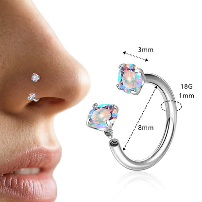 Anneaux de nez en fer à cheval Limerencia - Anneau de nez en titane avec zirconium 18G, demi-cercle pour femmes et hommes, anneaux pour septum, lèvre, cartilage, hélix, tragus et daith, bijoux de piercing