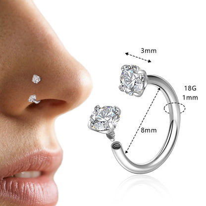 Anneaux de nez en fer à cheval Limerencia - Anneau de nez en titane avec zirconium 18G, demi-cercle pour femmes et hommes, anneaux pour septum, lèvre, cartilage, hélix, tragus et daith, bijoux de piercing