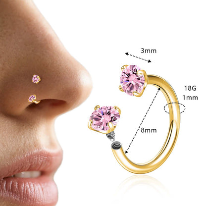 Anneaux de nez en fer à cheval Limerencia - Anneau de nez en titane avec zirconium 18G, demi-cercle pour femmes et hommes, anneaux pour septum, lèvre, cartilage, hélix, tragus et daith, bijoux de piercing