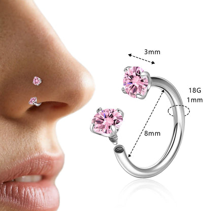 Anneaux de nez en fer à cheval Limerencia - Anneau de nez en titane avec zirconium 18G, demi-cercle pour femmes et hommes, anneaux pour septum, lèvre, cartilage, hélix, tragus et daith, bijoux de piercing