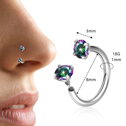 Anneaux de nez en fer à cheval Limerencia - Anneau de nez en titane avec zirconium 18G, demi-cercle pour femmes et hommes, anneaux pour septum, lèvre, cartilage, hélix, tragus et daith, bijoux de piercing