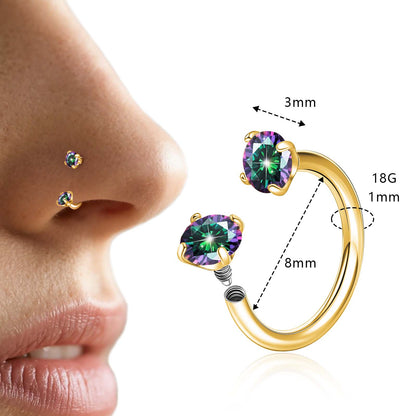 Anneaux de nez en fer à cheval Limerencia - Anneau de nez en titane avec zirconium 18G, demi-cercle pour femmes et hommes, anneaux pour septum, lèvre, cartilage, hélix, tragus et daith, bijoux de piercing