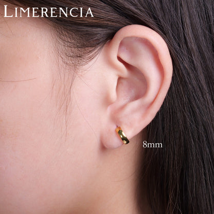 Limerencia Hypoallergenic G23 Pure Titanium Post Thin Square Edge Open Hoop | F136 Imlant Grade Womens Dainty Hoop Earrings | Lightweight for Sensitive Ears (8 mm, Gold)