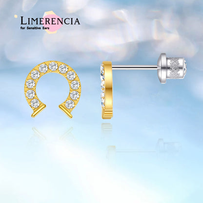 Pendientes de titanio hipoalergénicos Limerencia G23 de grado implante con cierre de rosca, tragus 20G, poste de piercing Helix F136 para orejas sensibles, cartílago (herradura)