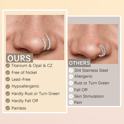 limerencia Nose Ring Hoop, Titanium Nose Ring for Women Men--Turquoise+Opal CZ