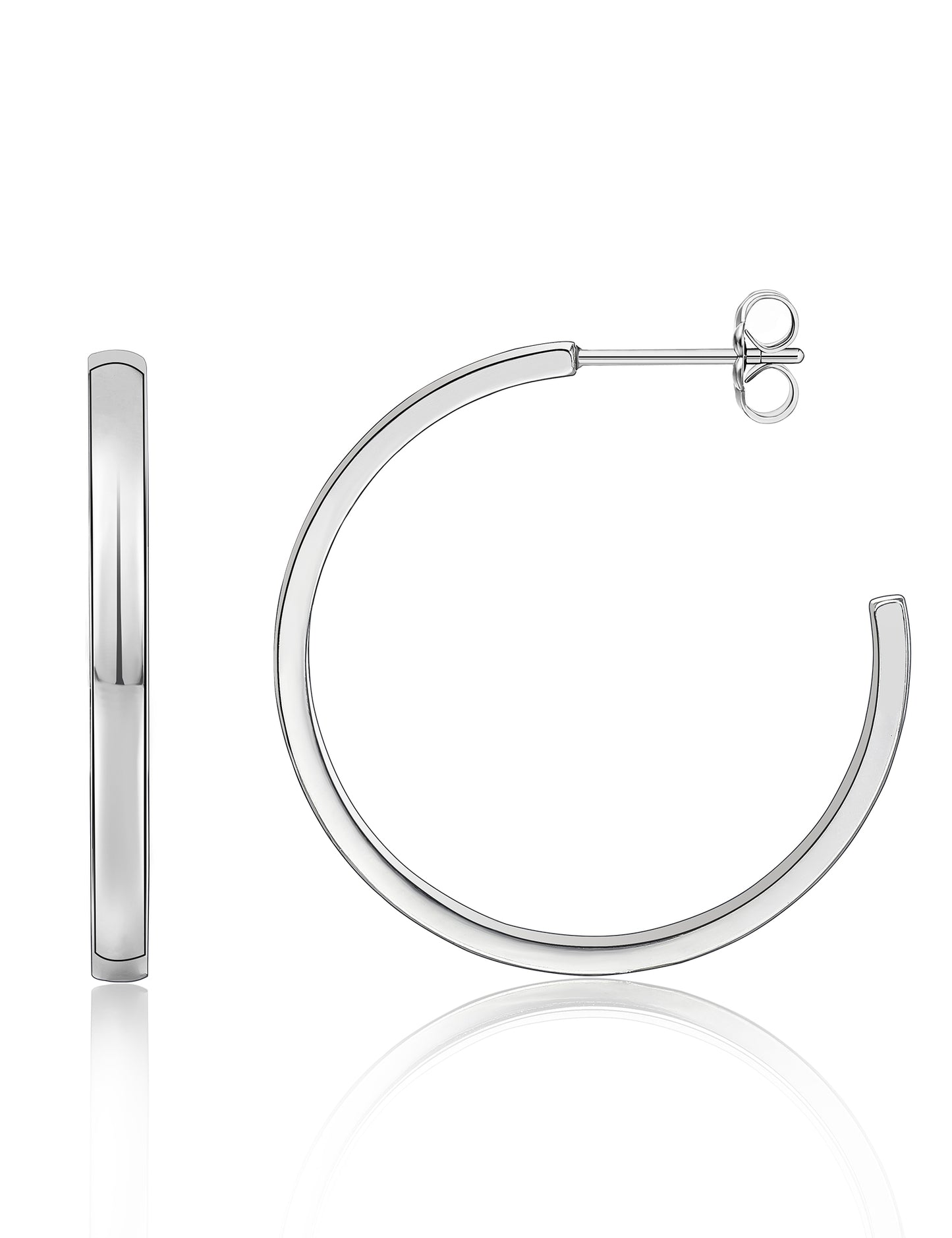 Limerencia Hypoallergenic G23 Pure Titanium Big Post Thin Square Edge Open Hoop | F136 Implant Grade Womens Dainty Hoop Earrings | Lightweight for Sensitive Ears (30 millimeters, Rose Gold)