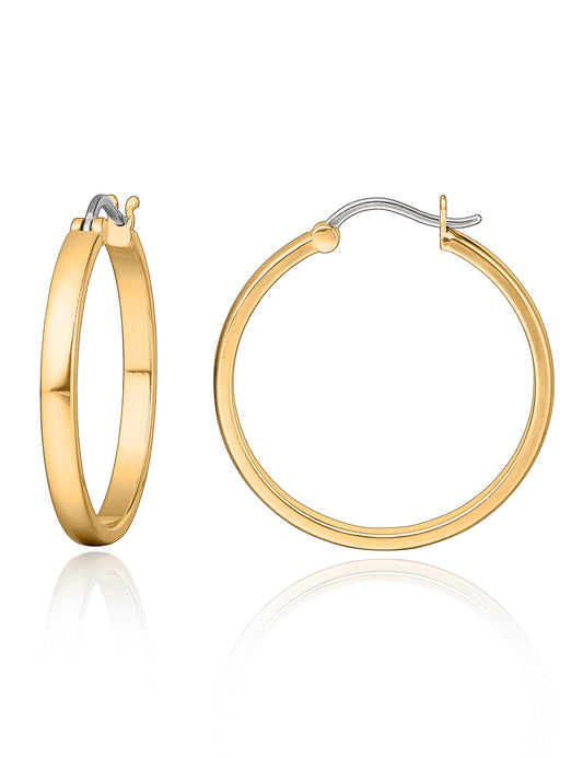 Limerencia G23 Pure Titanium Hypoallergenic Hoop Earrings for Women Sensitive Ears (No Gem, 30mm, Gold)