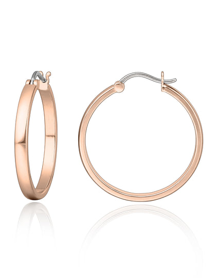 Limerencia G23 Pendientes de aro hipoalergénicos de titanio puro para mujer con orejas sensibles (sin gema, 30 mm, oro)