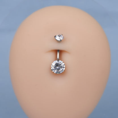 Limerencia Anneaux de nombril en titane G23, grade implant médical hypoallergénique, barre de piercing ombilical 14G avec zircon cubique forme goutte d’eau (Blanc)