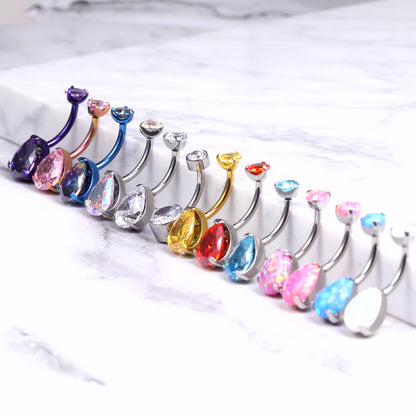 limerencia G23 Titanio Anillos para el ombligo hipoalergénicos de grado médico implante 14G Anillos para el ombligo con circonita cúbica en forma de lágrima Perforación de barras para el ombligo (Lágrima Blanca)……