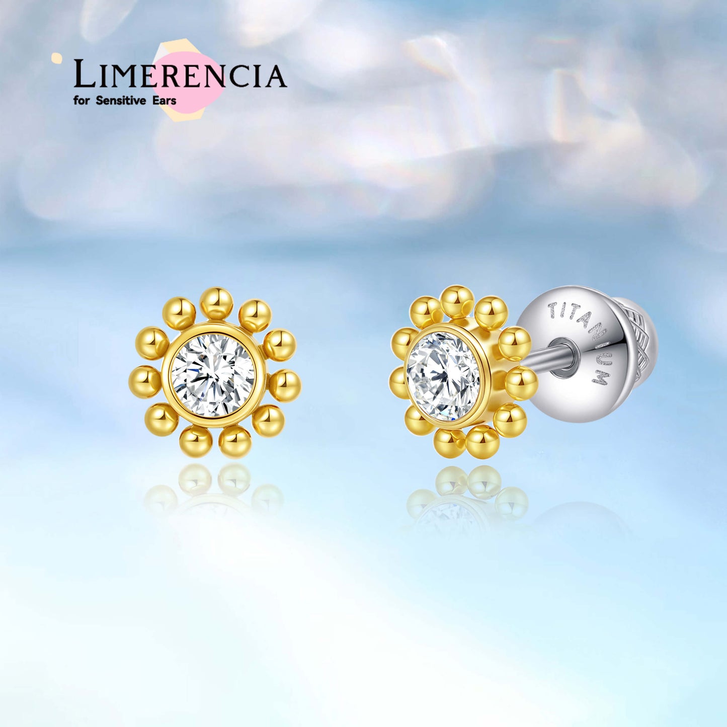 limerencia 20G Hypoallergenic Titanium Screw Back Earrings G23 Implant Grade F136 Studs Post for Sensitive Ears Tragus Helix Cartilage/Sunflower