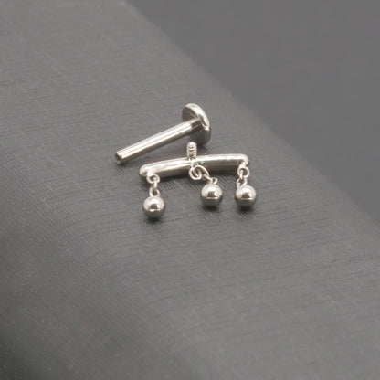 Limerencia F136 インプラント級チタン チェーンモチーフ フラットバック内ネジ式ボディピアス 18G トラガス・ヘリックス・コンク・軟骨・ノーズ・リップ 1 個入り