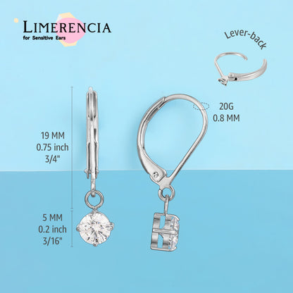 Limerencia G23 Titan-Klappverschluss-Hängeohrringe, modische Damenohrringe, hypoallergene F136-Titanschmuckgeschenk / Rundform