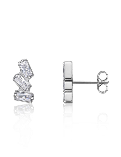Pendientes hipoalergénicos de titanio puro Limerencia G23 | Joyería de titanio de grado implante Triple Baguette Gem F136 para orejas sensibles