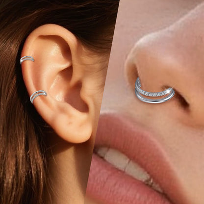 Aro nasal Limerencia, aro de titanio para mujer y hombre – circonitas cúbicas en ambos lados