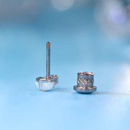 Limerenz Hypoallergene G23 Implantatgrad Titan Schraubverschluss Ohrringe Tragus 20G Helix F136 Piercingstecker für empfindliche Ohren von Mädchen Knorpel – CZ + weißer Opal