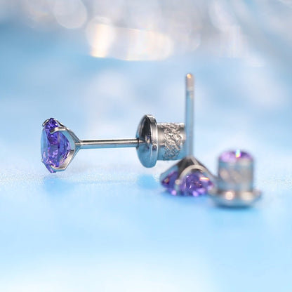 Limerencia Titan Hypoallergene Ohrstecker G23 für Frauen 5A Zirkonia Helix Schraubverschluss Implantatqualität F136 Piercing-Ohrringe für empfindliche Ohren (Violett)