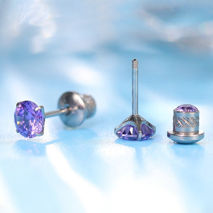 Limerencia Hypoallergene G23 Reintitan Schraubverschluss Ohrringe Tragus 20G Helix F136 Implantat-Grade Piercing Stecker für empfindliche Ohren Simulierte Diamant Knorpel (5 mm, Lila)