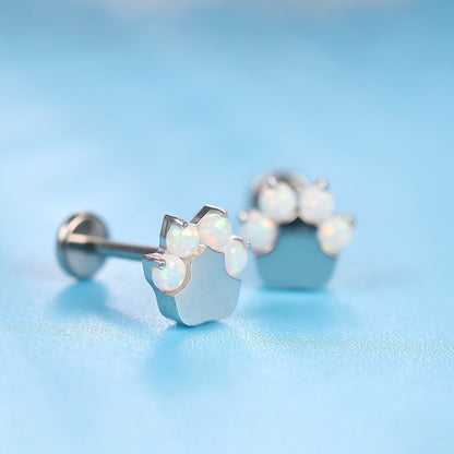 limerencia G23 Hypoallergene 18g Flat Back Ohrstecker | F136 Implant Grade Titan Press Fit Gewindelose Push Pop in Knorpel Helix Labret Lippen Monroe Tragus Piercing Stecker - Katzenpfoten Opal